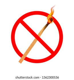 Fire not allowed, red forbidden sign isolated on white