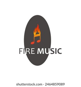 Fire notes or fire music logo template vector design, emblem, design concept, creative symbol, icon. 
With black elliptical circle background and unique logo lettering