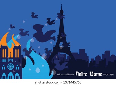 Fire at Notre Dame Cathedral "birds are stopping the fire" on the Notre Dame cathedral.