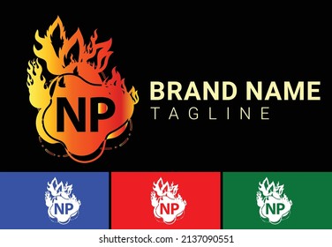Fire NP Letter Logo And Icon Design Template