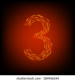Fire number 3. Vector illustration