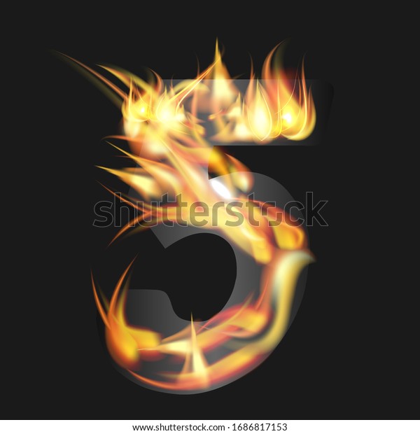 Fire Number 5 On Dark Background Stock Vector (Royalty Free) 1686817153 ...