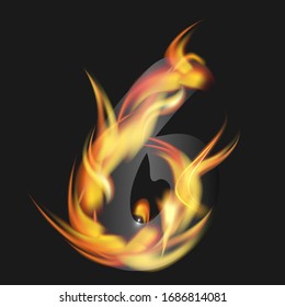 Número de incendio "6" en un fondo oscuro