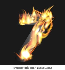 Fire number "7" on a dark background