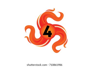 fire and number four