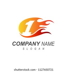 fire with number one logo, fast fire logo