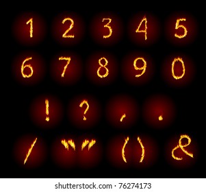 Fire numbers. Vector illustration