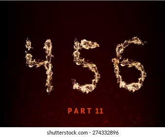 Fire numerals. numbers 456 in the flame against a dark background