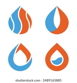 The fire and oil gas energy logo design concept is modern and simple in style. Premium Vector