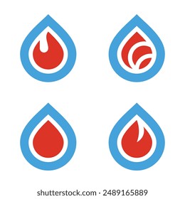 The fire and oil gas energy logo design concept is modern and simple in style. Premium Vector