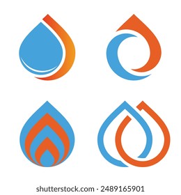 The fire and oil gas energy logo design concept is modern and simple in style. Premium Vector