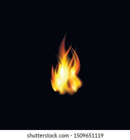 Fire on a black background. Vector illustration