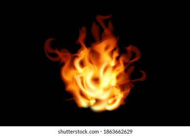 Fire on black background. Vector illustration flame design.