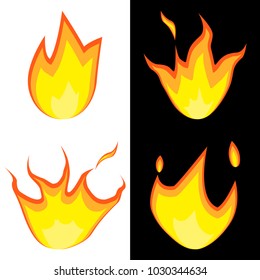 fire on a black and white background, vector illustration