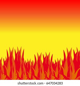 Fire on color background. Vector illustration.