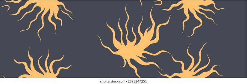 Fire on a dark background. Colrful vector illustration with fire. Vertical stripes. Seamless background. Swirl curl style.