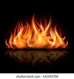 Fire on dark background. Vector illustration