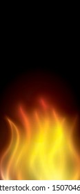 Fire  on dark banner background. vector illustration