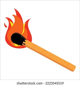 Fuego en un fósforo. Quemando fuego. Cálido. Encendido de una partida