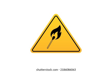 Fire on a match. Burning Fire warning sign