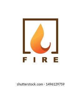 fire on square icon logo design template