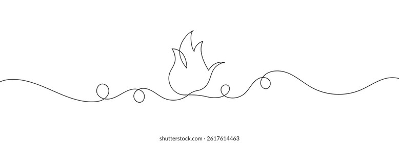 Fire one continuous line drawing. Abstract black and white minimal single line art, Flame in continuous one line drawing. Fire icon concept. EPS 10  .