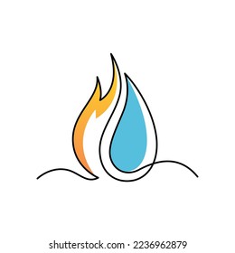 Fire in one line logo design.
Modern line art, vector, graphic, icon, illustration