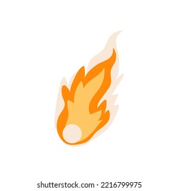 Fire, orange flame in abstract style on white background. Flat fire modern vector Illustration