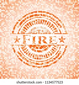 Fire orange mosaic emblem