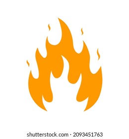 Símbolo naranja de fuego. Forma de llama de fuego. Señal de peligro. Vector aislado sobre fondo blanco.