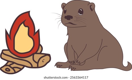 fire otter graphic vector art