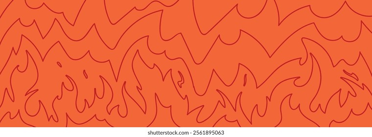 Fire outline background with flame effect. Red graphic heat and burning energy. Flat vector illustration isolated on white .