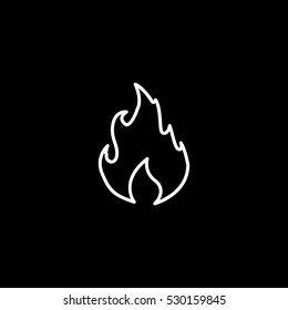 Fire Outline Icon, Isolated, White Background