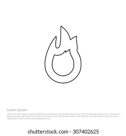 Fire Outline Icon - Vector Illustration - Flat pictogram icon