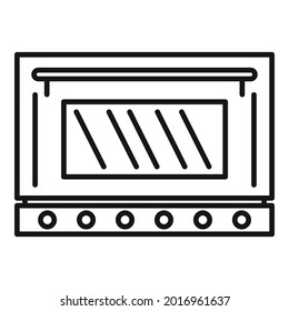Fire oven icon outline vector. Convection grill stove. Electric kitchen oven