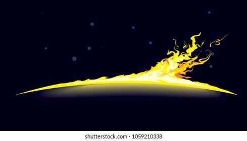 Fire over the horizon, spurts of flame abstract, title design for motion graphic or video. Vector illustration