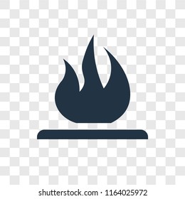 Fire over line vector icon isolated on transparent background, Fire over line logo concept