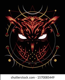 fire owl vector illustration for clothing and accessories