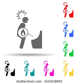 Fire, pain, pee multi color style icon. Simple glyph, flat vector of pain people icons for ui and ux, website or mobile application
