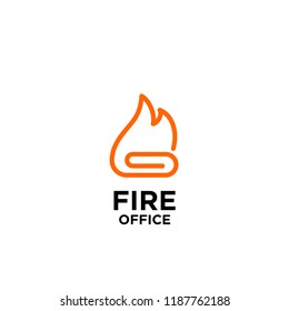 fire paper clip office logo icon design vector