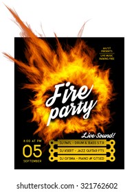 Fire Party Poster Template. 