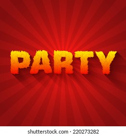 Fire party text on a red background concept. Vector design illustration