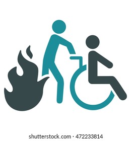 Fire Patient Evacuation icon. Vector style is bicolor flat iconic symbol with rounded angles, soft blue colors, white background.