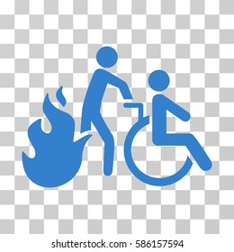 Fire Patient Evacuation vector pictograph. Illustration style is flat iconic cobalt symbol on a transparent background.
