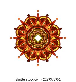 fire pattern, bright mandala, geometric ornament, blank for the design of invitations and advertising