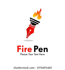 Fire pen logo template illustration