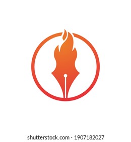Fire Pen vector logo design concept. Hot writer vector logo icon.	

