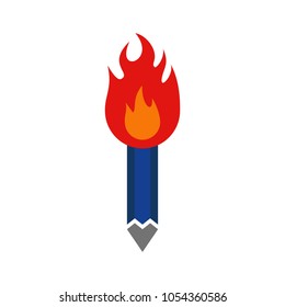 Fire Pencil Logo Icon Design