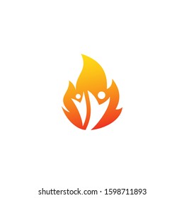 Fire people logo design concept