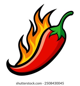 Fire pepper chili spicy food vector illustration